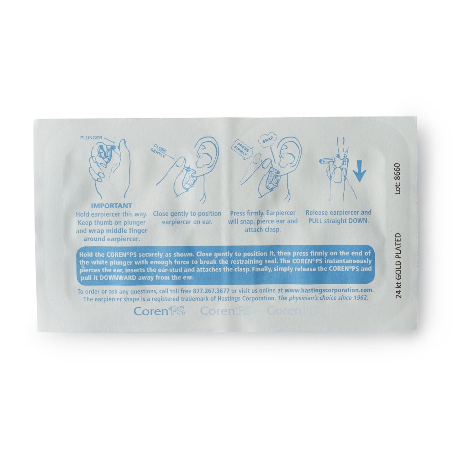 Coren PS Ear Piercer Disposable Blue (542420_BX)