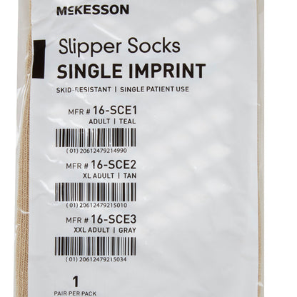 McKesson Slipper Socks Unisex Adult X-Large Single Tread Single Patient Use Tan (1038460_PR)