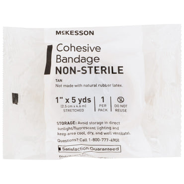 McKesson Cohesive Bandage 1 Inch X 5 Yard Self-Adherent Closure Tan NonSterile Standard Compression (520550_EA)