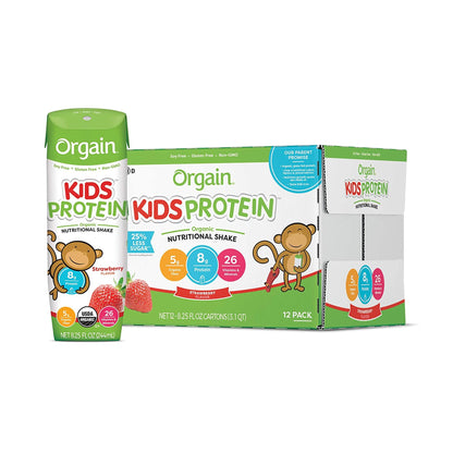 Orgain® Kids Protein™ Organic Nutritional Shake Pediatric Oral Supplement Strawberry Flavor 8.25 oz. Carton Liquid Organic (1104659_CS)