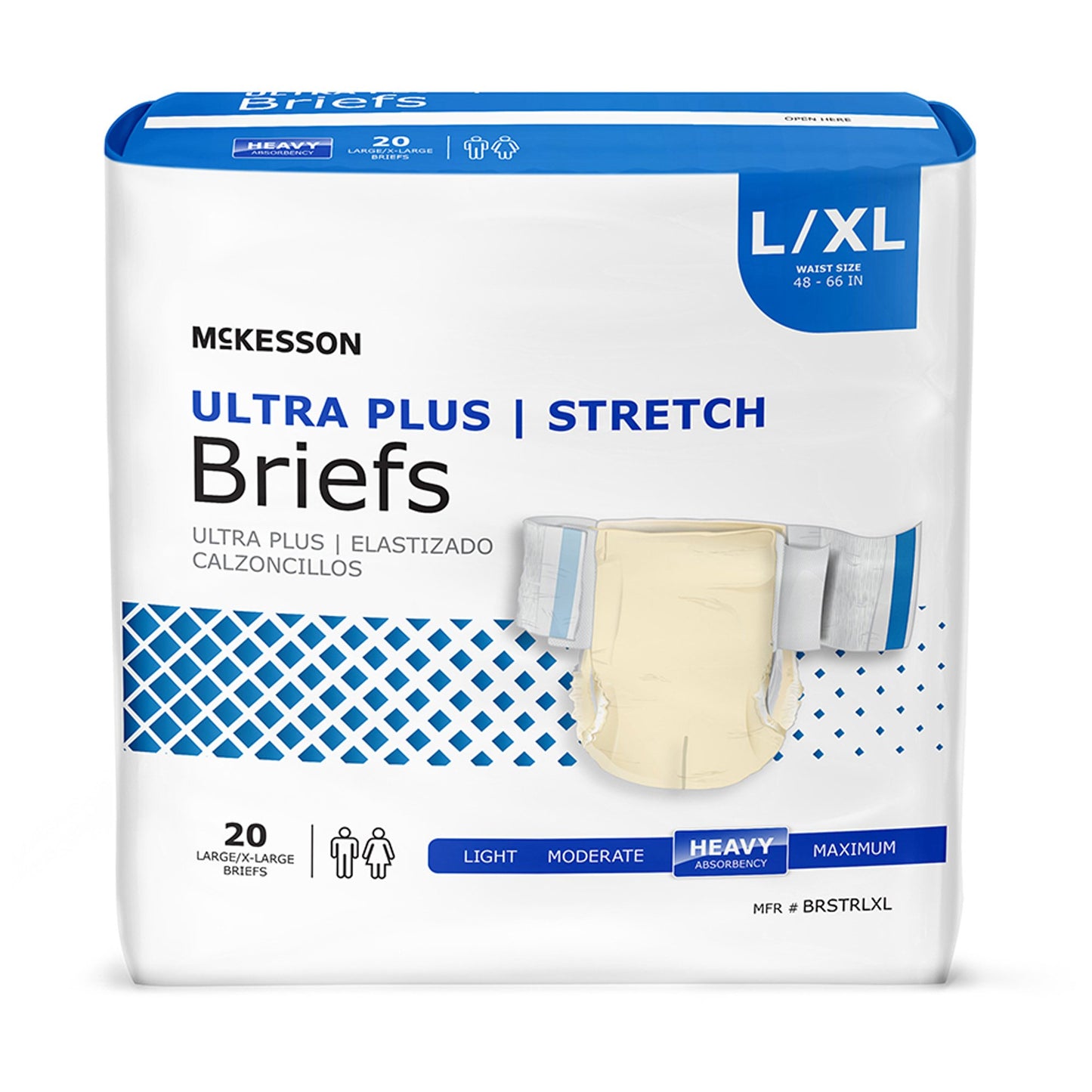 McKesson Ultra Plus Stretch Unisex Adult Incontinence Brief Large / X-Large Disposable Heavy Absorbency (884169_BG)