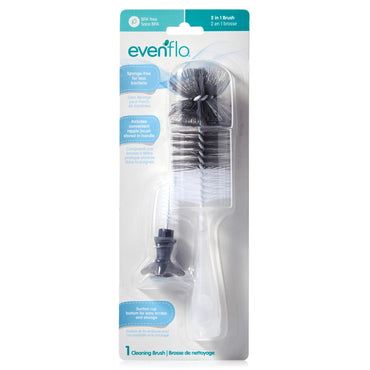 Evenflo 2-in-1 Baby Bottle / Nipple Brush Set For Baby Bottles, Nipples, Breast Pump Parts (1105101_EA)