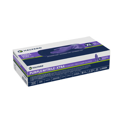 Purple Nitrile-Xtra™ Exam Glove X-Large NonSterile Nitrile Extended Cuff Length Textured Fingertips Purple Chemo Tested (365068_CS)