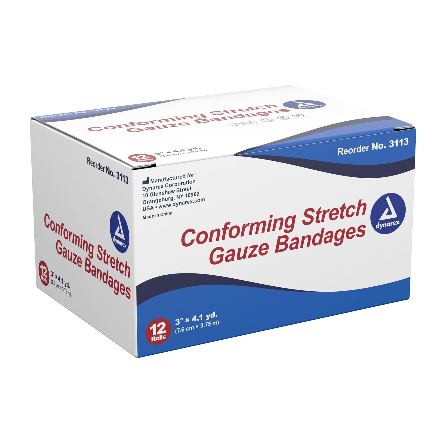 Dynarex® Conforming Bandage 3 Inch X 4-1/10 Yard 1-Ply Sterile 1 per Pouch (1049578_EA)