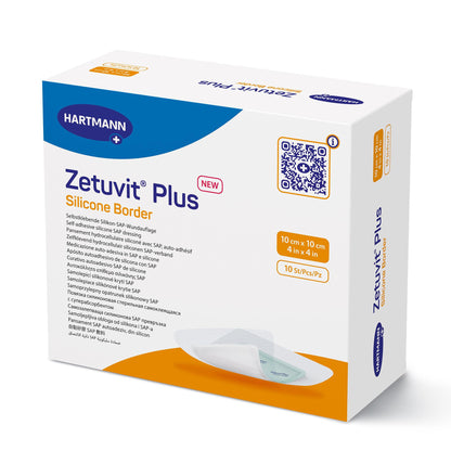 Zetuvit® Plus Silicone Border Super Absorbent Dressing Silicone Adhesive 4 X 4 Inch Square (1242904_BX)