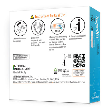 Tempa·DOT™ Disposable Oral Thermometer 99 to 104 °F Color Dots Display (144485_BX)