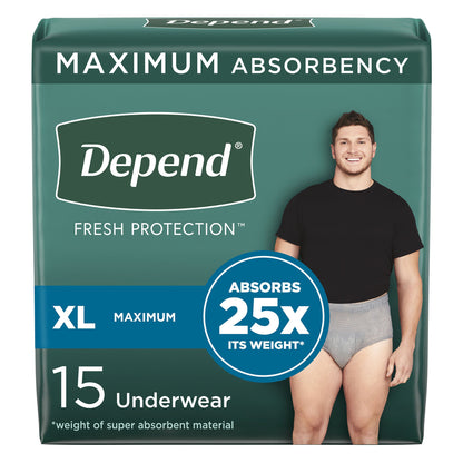 Depend® Fresh Protection Male Adult Absorbent Underwear Waistband Style X-Large Disposable Heavy Absorbency (1090313_CS)