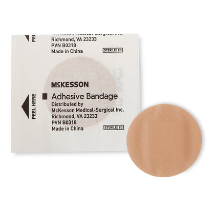 McKesson Adhesive Spot Bandage 1 Inch Plastic Round Tan Sterile (466877_BX)