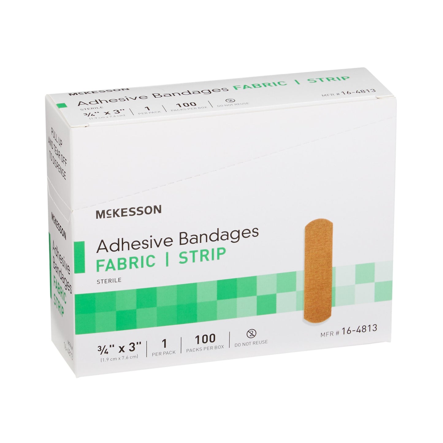 McKesson Adhesive Strip 3/4 X 3 Inch Fabric Rectangle Tan Sterile (466871_CS)
