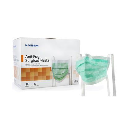 McKesson Surgical Mask Anti-fog ASTM Level 1 Tie Closure One Size Fits Most (206486_BX)