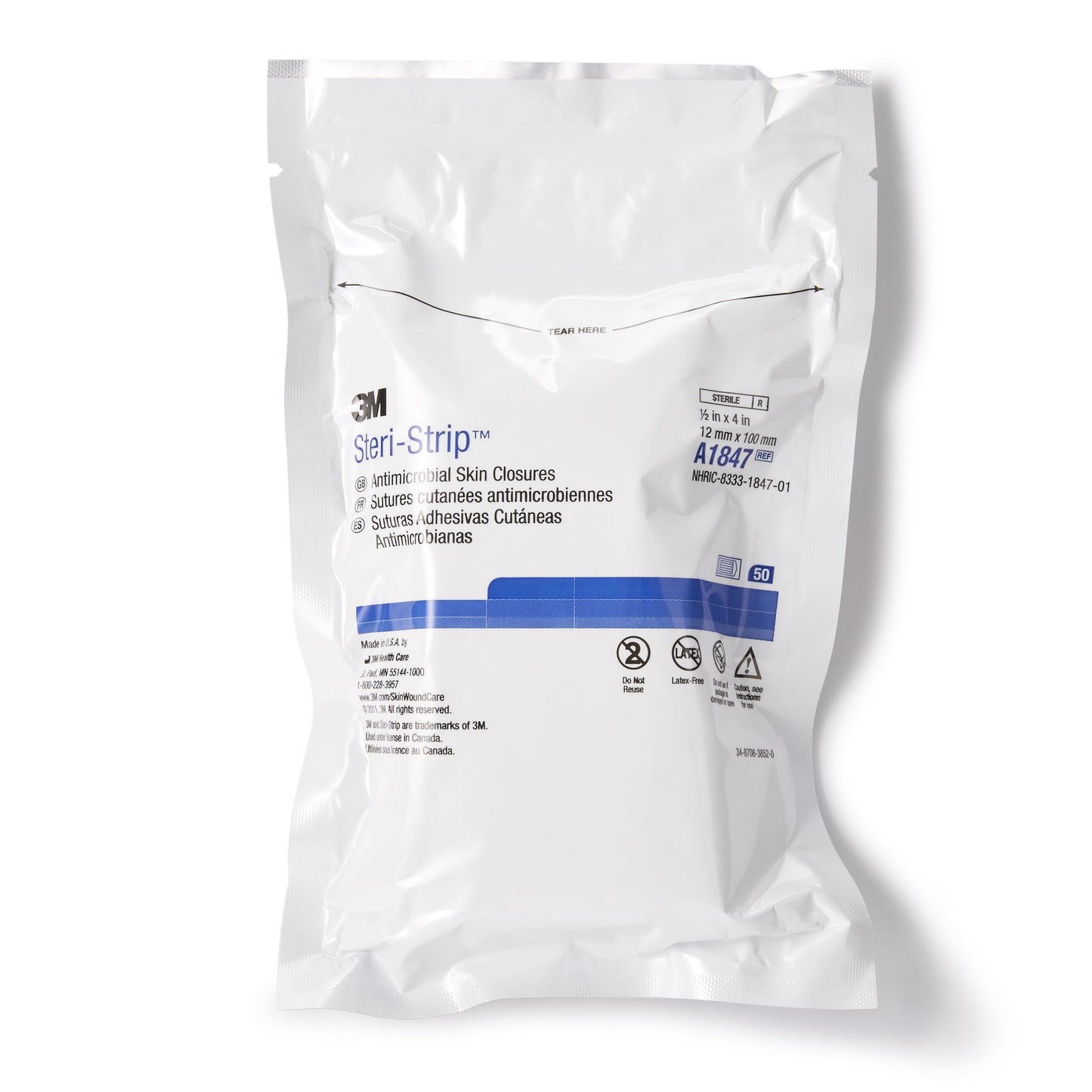 Steri-Strip™ Antimicrobial Antimicrobial Skin Closure Strip 1/2 X 4 Inch Nonwoven Material Reinforced Strip Tan (127107_EA)