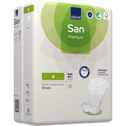 Abena® San Premium Bladder Control Pad 7.8 X 16.5 Inch Moderate Absorbency Fluff / Polymer Core Size 4 (1218216_PK)