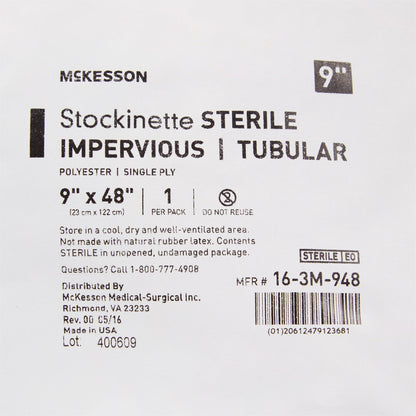 McKesson Surgical Stockinette Impervious / Tubular 9 W X 48 L Inch Sterile (460836_CS)