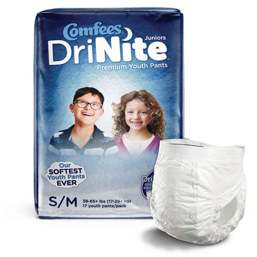 Comfees® DriNite® Juniors Unisex Youth Absorbent Underwear Pull On with Tear Away Seams Small / Medium Disposable Heavy Absorbency (1150965_BG)
