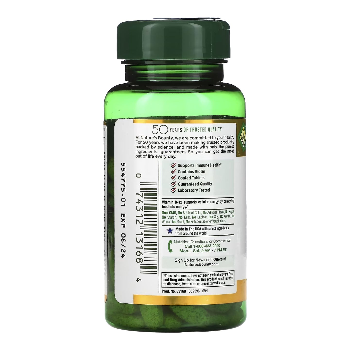 Nature's Bounty® Multivitamin Supplement Vitamin B / Folic acid / Ascorbic Acid 60 mg - 100 mcg - 400 mcg Strength Tablet 150 per Bottle (1128210_BT)