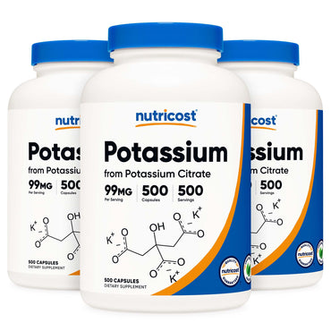 nutricost® Dietary Supplement Potassium Citrate 99 mg Strength Capsule 500 Per Bottle (1270256_BT)
