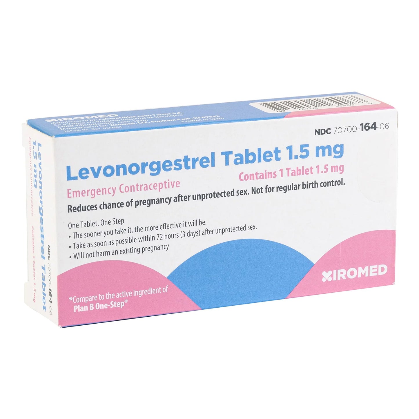 Xiromed LLC Levonorgestrel 1.5 mg Tablet 1 Tablet (1218853_EA)