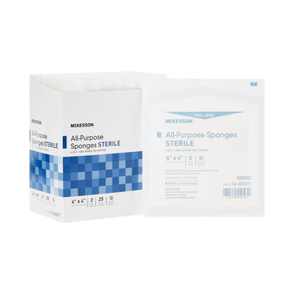 McKesson Nonwoven Sponge 4 X 4 Inch 4-Ply Sterile 2 per Pack (481054_BX)