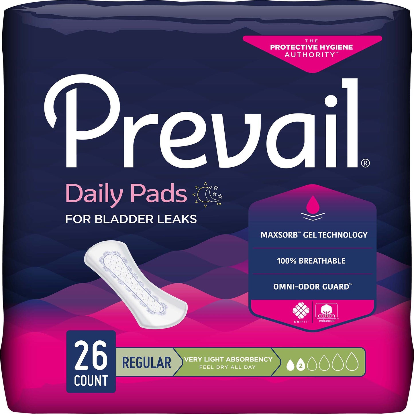 Prevail® Daily Pads Bladder Control Pad 7-1/2 Inch Length Light Absorbency Polymer Core One Size Fits Most (572727_CS)