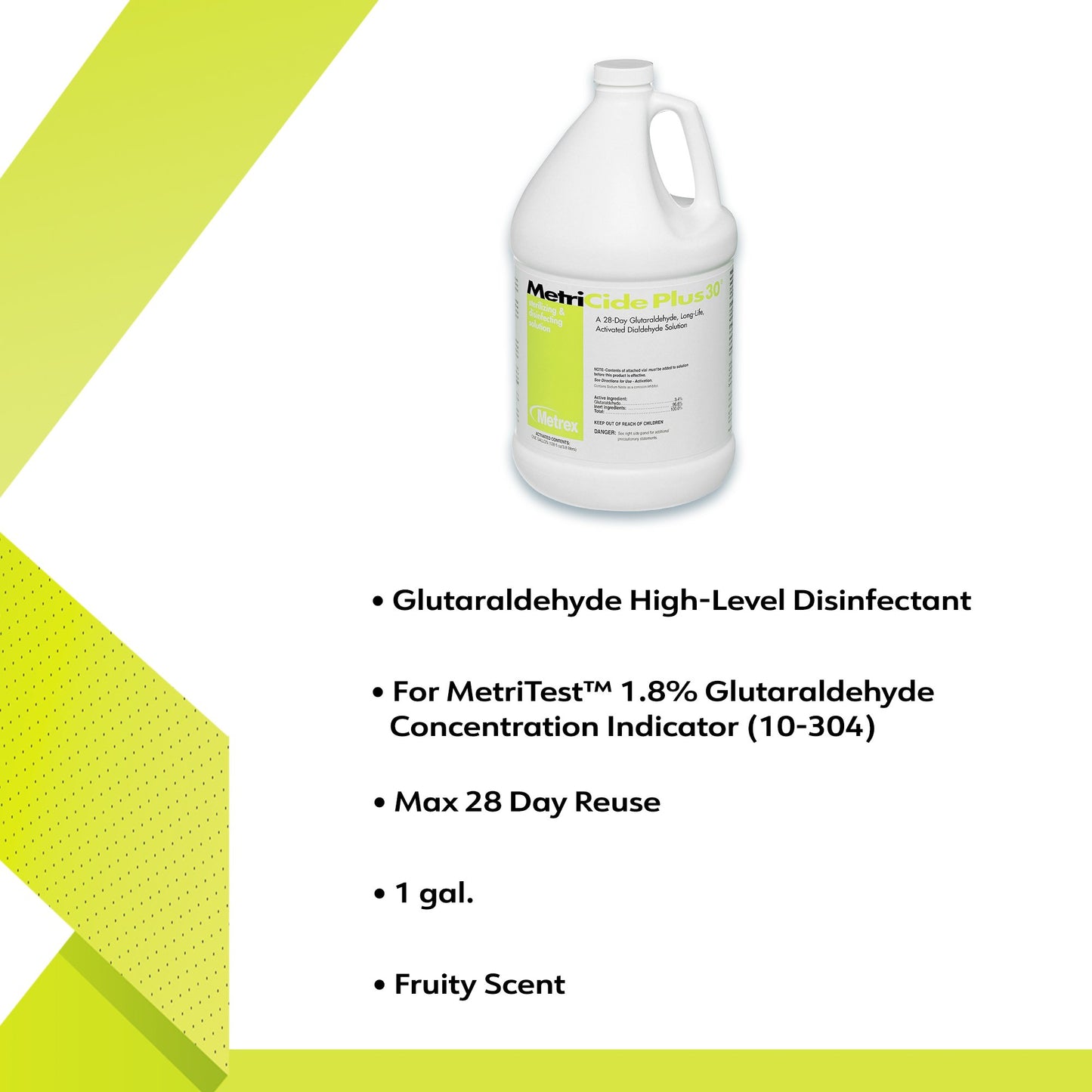 MetriCide Plus 30® Glutaraldehyde High-Level Disinfectant Activation Required Liquid 1 gal. Jug Reusable (188001_CS)