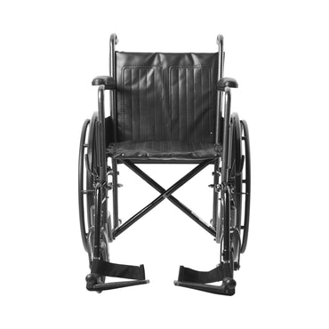 McKesson Wheelchair Dual Axle Full Length Arm Swing-Away Footrest Black Upholstery 18 Inch Seat Width Adult 300 lbs. Weight Capacity (1065274_EA)