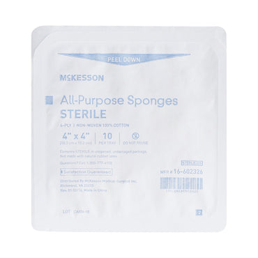 McKesson Nonwoven Sponge 4 X 4 Inch 4-Ply Sterile 10 per Tray (481055_CS)