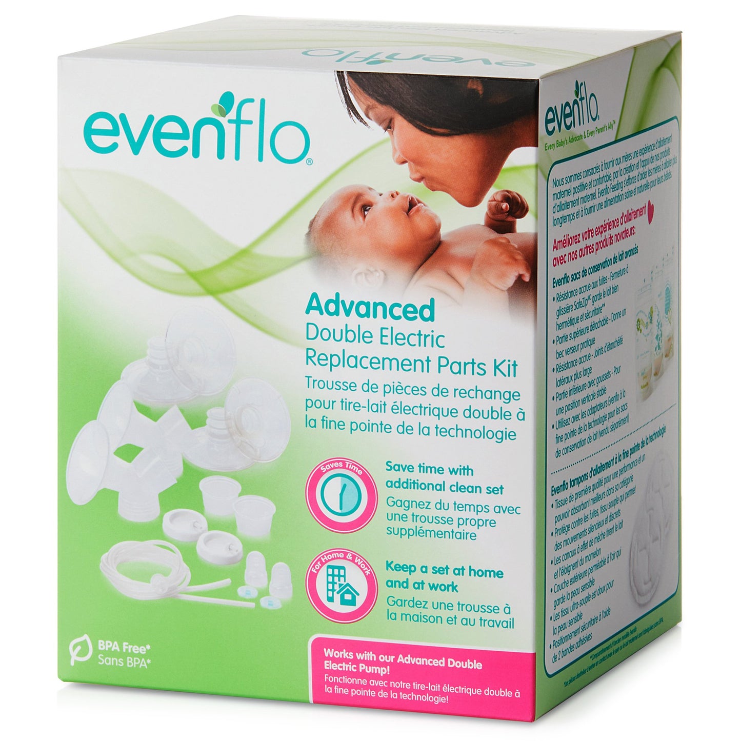 Evenflo Advanced Breast Pump Replacement Parts Kit For Double Electric Breast Pump (1041161_CS)