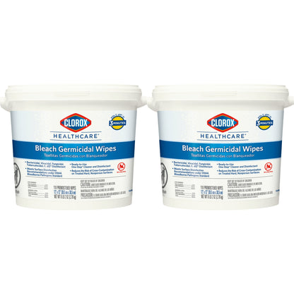 Clorox Healthcare® Bleach Germicidal Premoistened Germicidal Manual Pull Wipe 110 Count Pail Chlorine Scent NonSterile (743109_BX)