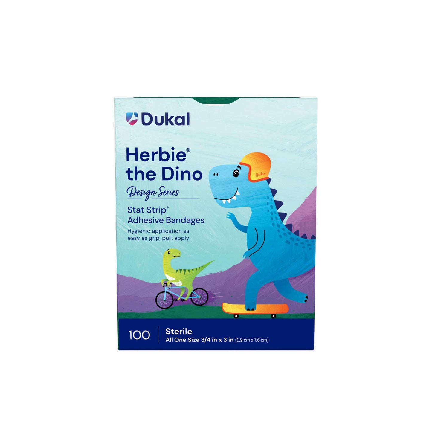 Designer Series with Stat Strip® Technology Adhesive Strip 3/4 X 3 Inch Plastic Rectangle Kid Design (Herbie the Dinosaur) Sterile (296236_CS)