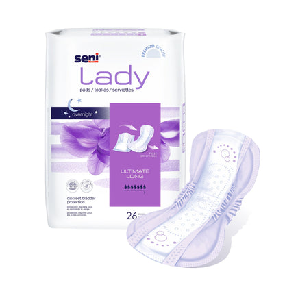 Seni® Lady Ultimate Bladder Control Pad 16-1/2 Inch Length Heavy Absorbency Super Absorbent Core One Size Fits Most (1222539_PK)