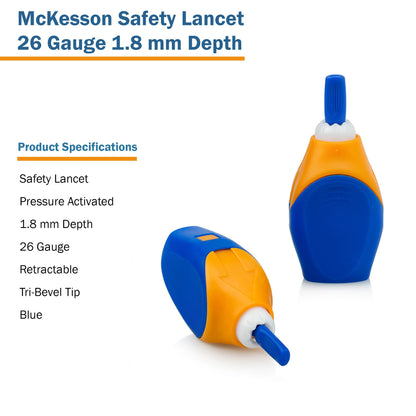 McKesson Safety Lancet 26 Gauge Retractable Pressure Activated Finger (1217982_BX)