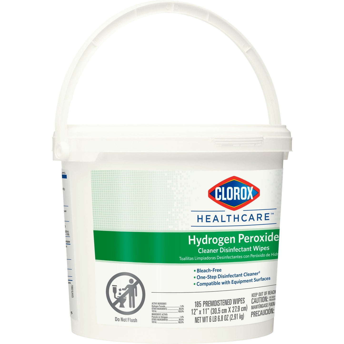 Clorox Healthcare® Surface Disinfectant Cleaner Premoistened Hydrogen Peroxide Based Manual Pull Wipe 185 Count Pail Unscented NonSterile (853531_CT)