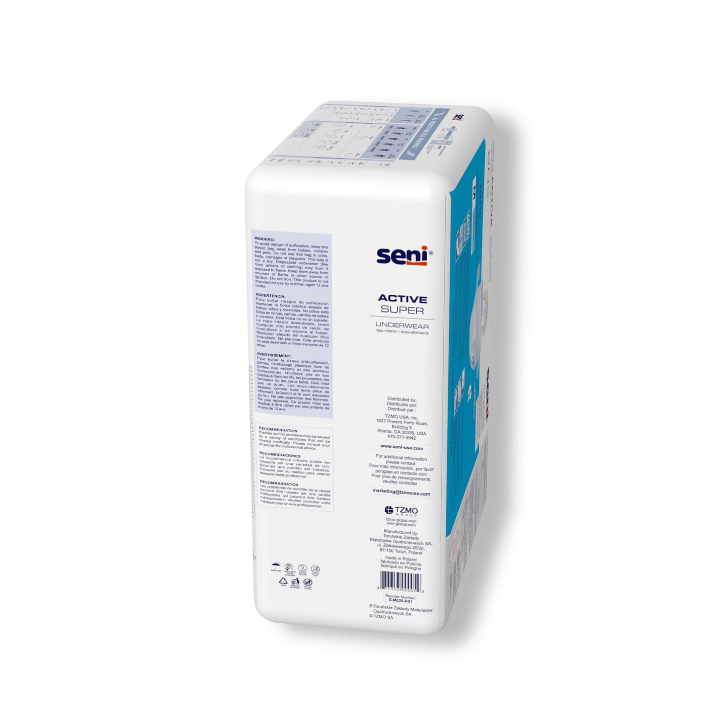 Seni® Active Super Unisex Adult Absorbent Underwear Pull On with Tear Away Seams Medium Disposable Moderate Absorbency (1163849_PK)