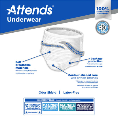 Attends® Care Unisex Adult Absorbent Underwear Pull On with Tear Away Seams Large Disposable Heavy Absorbency (1028711_BG)