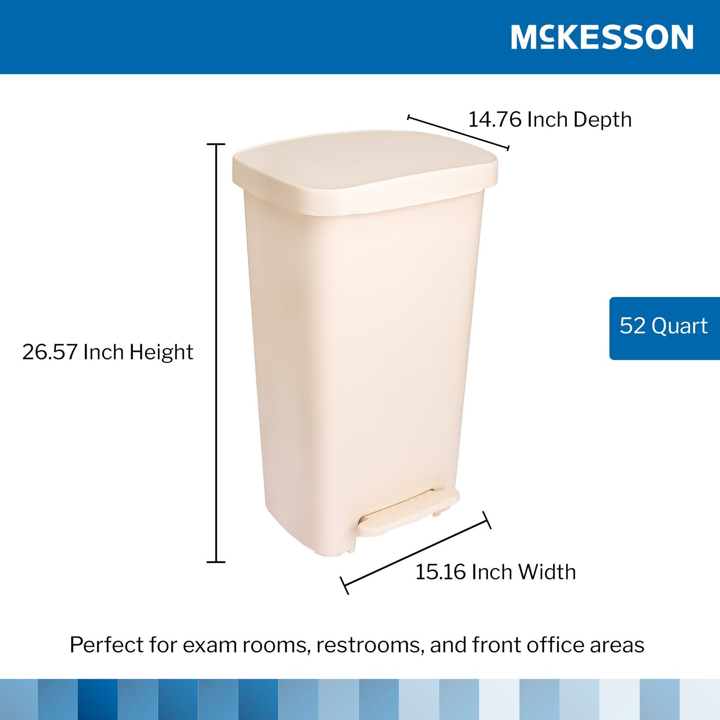 McKesson Trash Can 52 Quart / 13 gal. Beige Plastic Rectangular (1223704_CS)