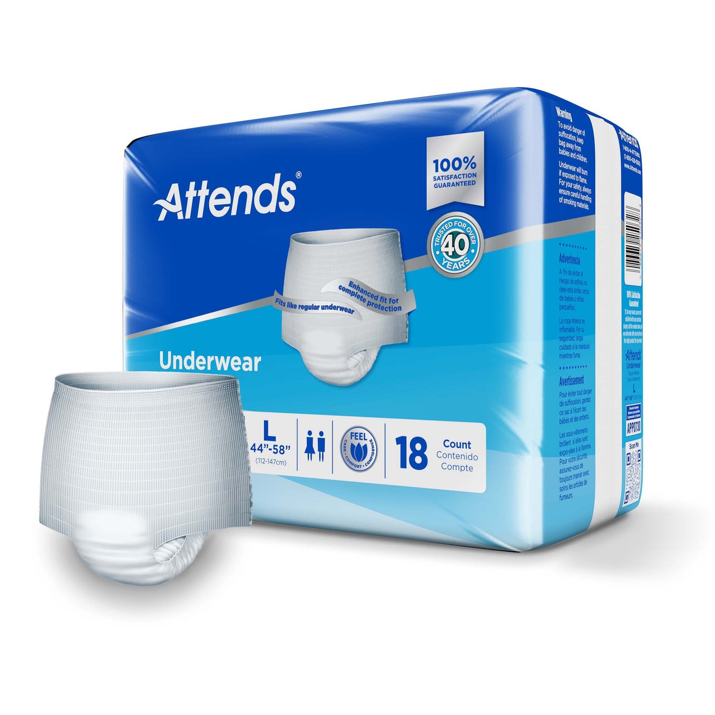 Attends® Unisex Adult Absorbent Underwear Pull On with Tear Away Seams Large Disposable Heavy Absorbency (738816_PK)