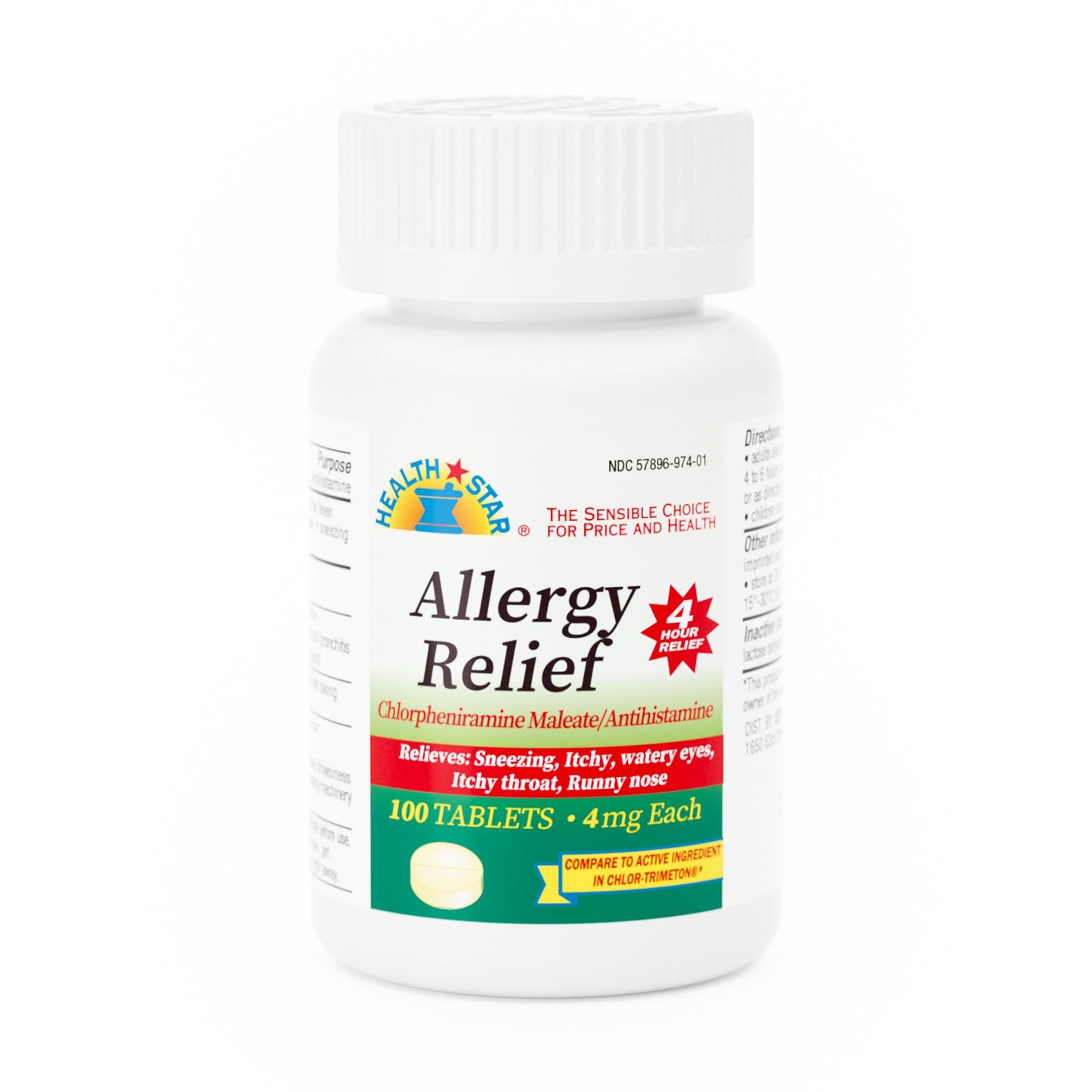 McKesson Brand Allergy Relief 4 mg Strength Tablet 100 per Bottle (880391_CS)