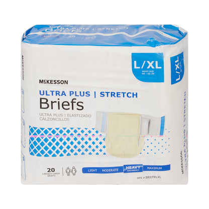 McKesson Ultra Plus Stretch Unisex Adult Incontinence Brief Large / X-Large Disposable Heavy Absorbency (884169_CS)