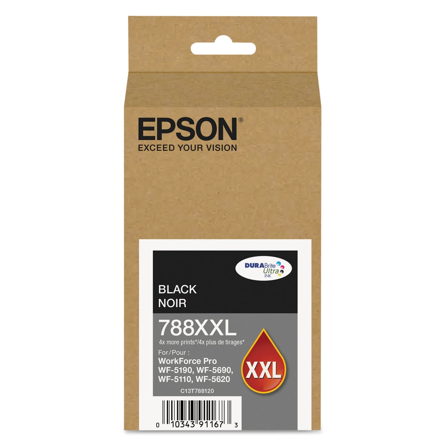 Epson® T788XXL120 (788XXL) DURABrite Ultra XL PRO High-Yield Ink, Black (EPST788XXL120)