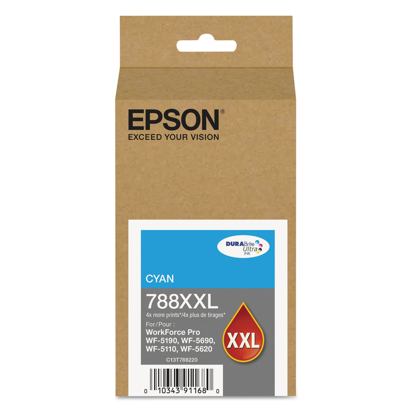 Epson® T788XXL220 (788XXL) DURABrite Ultra XL PRO High-Yield Ink, Cyan (EPST788XXL220)