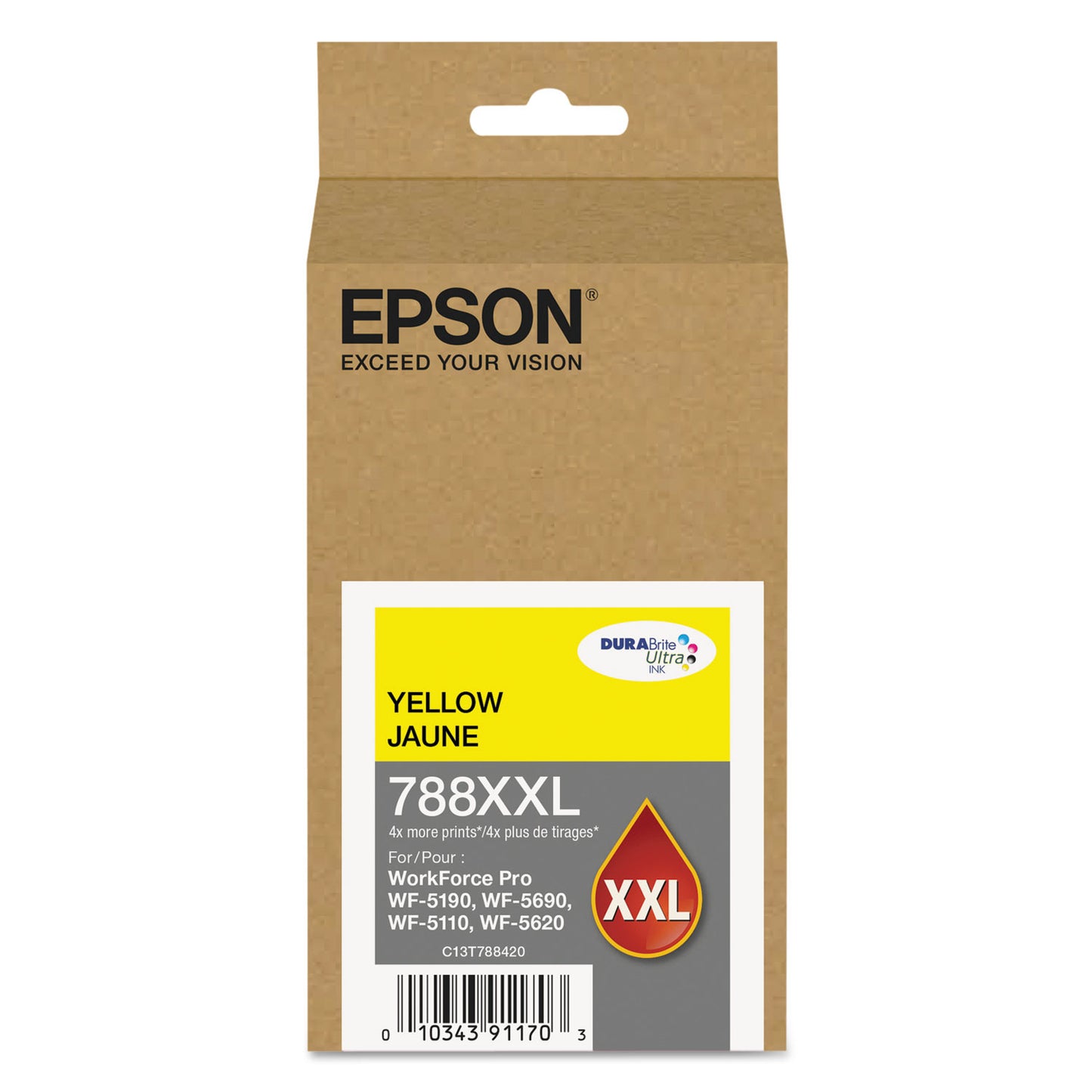 Epson® T788XXL420 (788XXL) DURABrite Ultra XL PRO High-Yield Ink, Yellow (EPST788XXL420)
