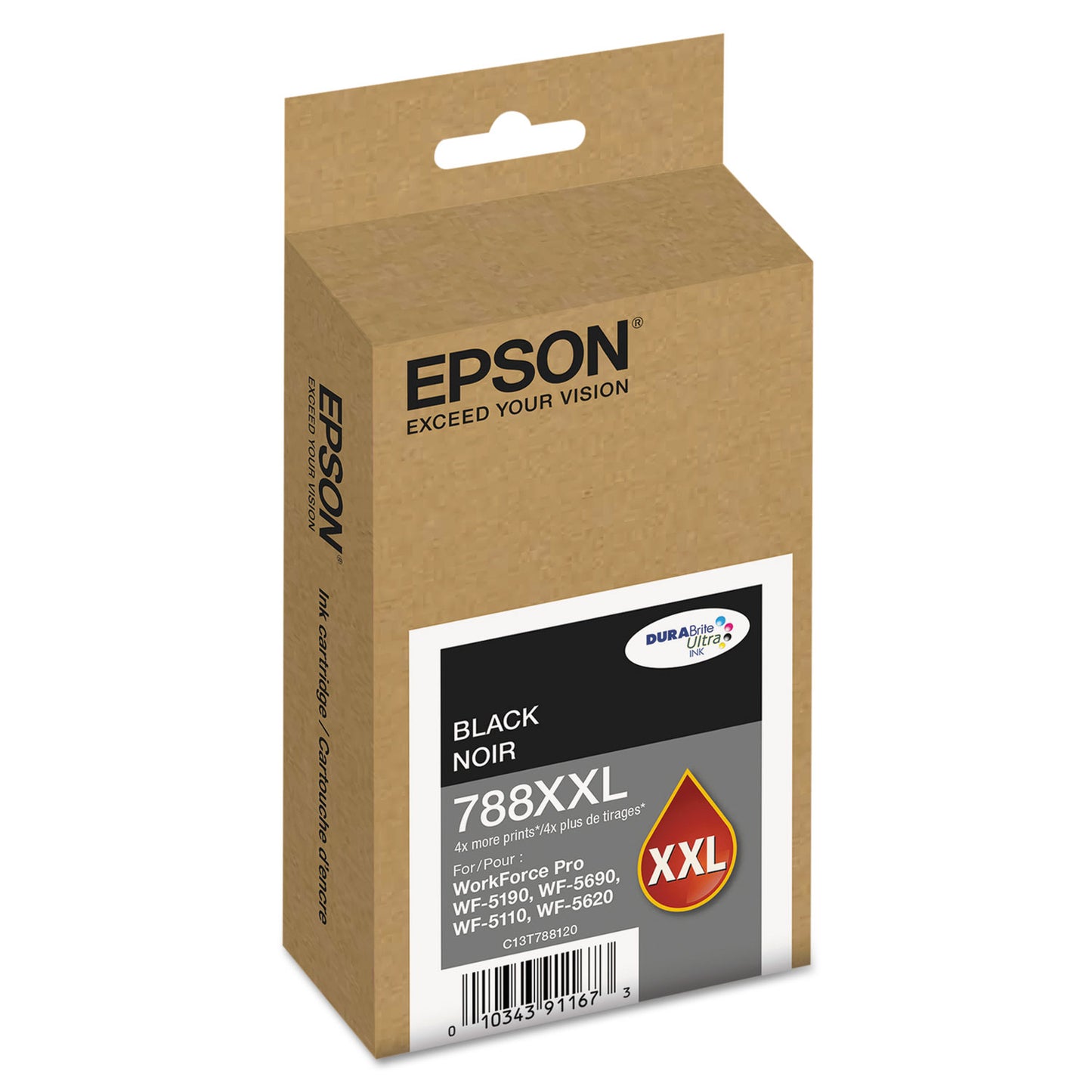 Epson® T788XXL120 (788XXL) DURABrite Ultra XL PRO High-Yield Ink, Black (EPST788XXL120)