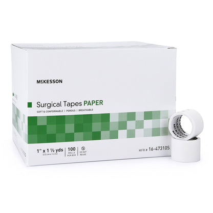 McKesson Medical Tape White 1 Inch X 1-1/2 Yard Paper NonSterile (1055583_RL)