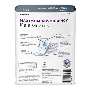 McKesson Bladder Control Pad 12 Inch Heavy Absorbency Polymer Core One Size Fits Most (1248572_CS)