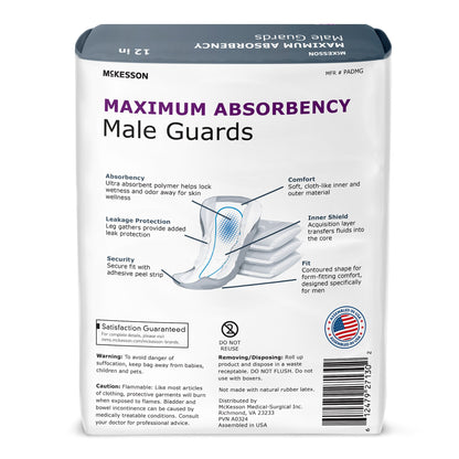 McKesson Bladder Control Pad 12 Inch Heavy Absorbency Polymer Core One Size Fits Most (1248572_CS)