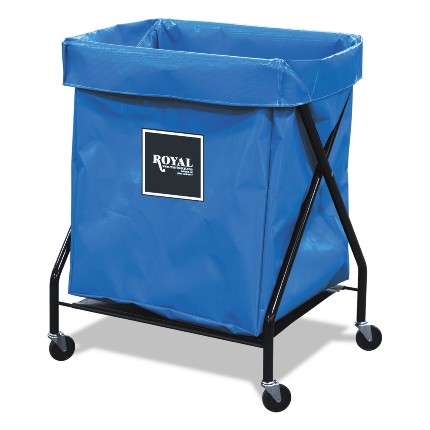Royal Basket Trucks X-Frame Cart, Synthetic Fabric, 8-Bushel, 9.96 cu ft Bin, 21" x 26" x 36", Blue (RBTR08BBXFA3ON)