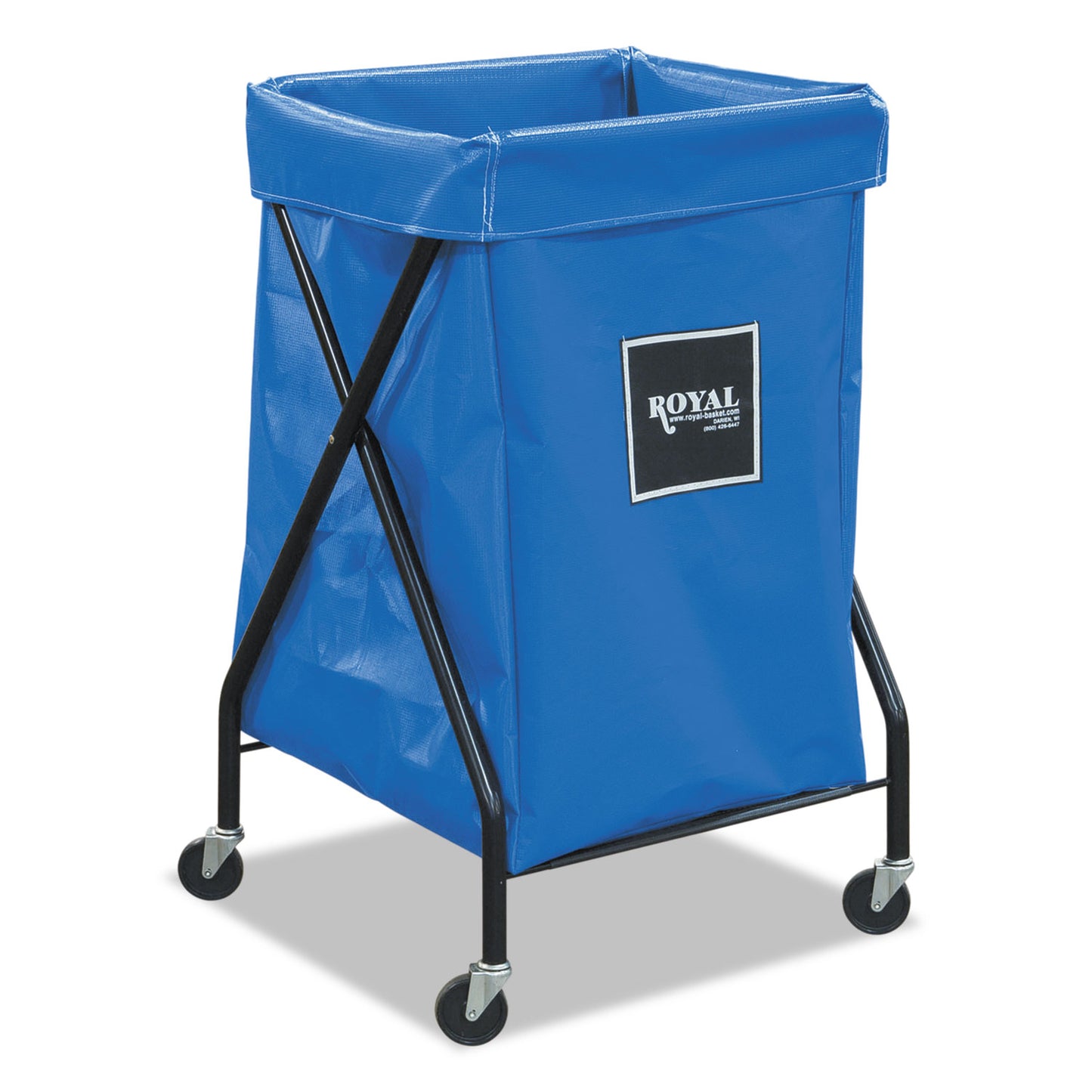 Royal Basket Trucks X-Frame Cart, Synthetic Fabric, 6-Bushel, 7.47 cu ft Bin, 20" x 22" x 36", Blue (RBTR06BBXFA3ON)