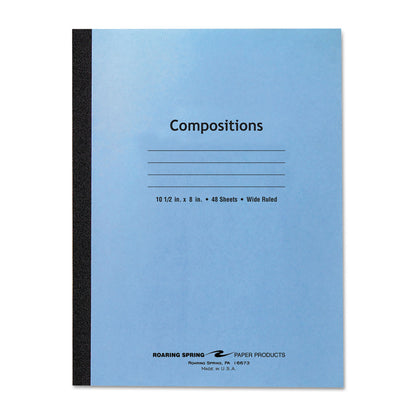 Roaring Spring® Stitched Cover Composition Book, Wide/Legal Rule, Blue Cover, (48) 10.5 x 8 Sheets (ROA77501)