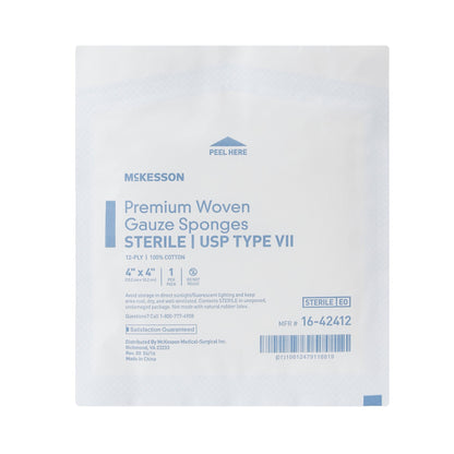 McKesson Gauze Sponge 4 X 4 Inch 12-Ply Sterile 1 per Pack (446049_CS)