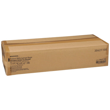 McKesson Patient Belongings Bag 4 X 20 X 20 Inch Polyethylene Drawstring Closure White (447753_CS)